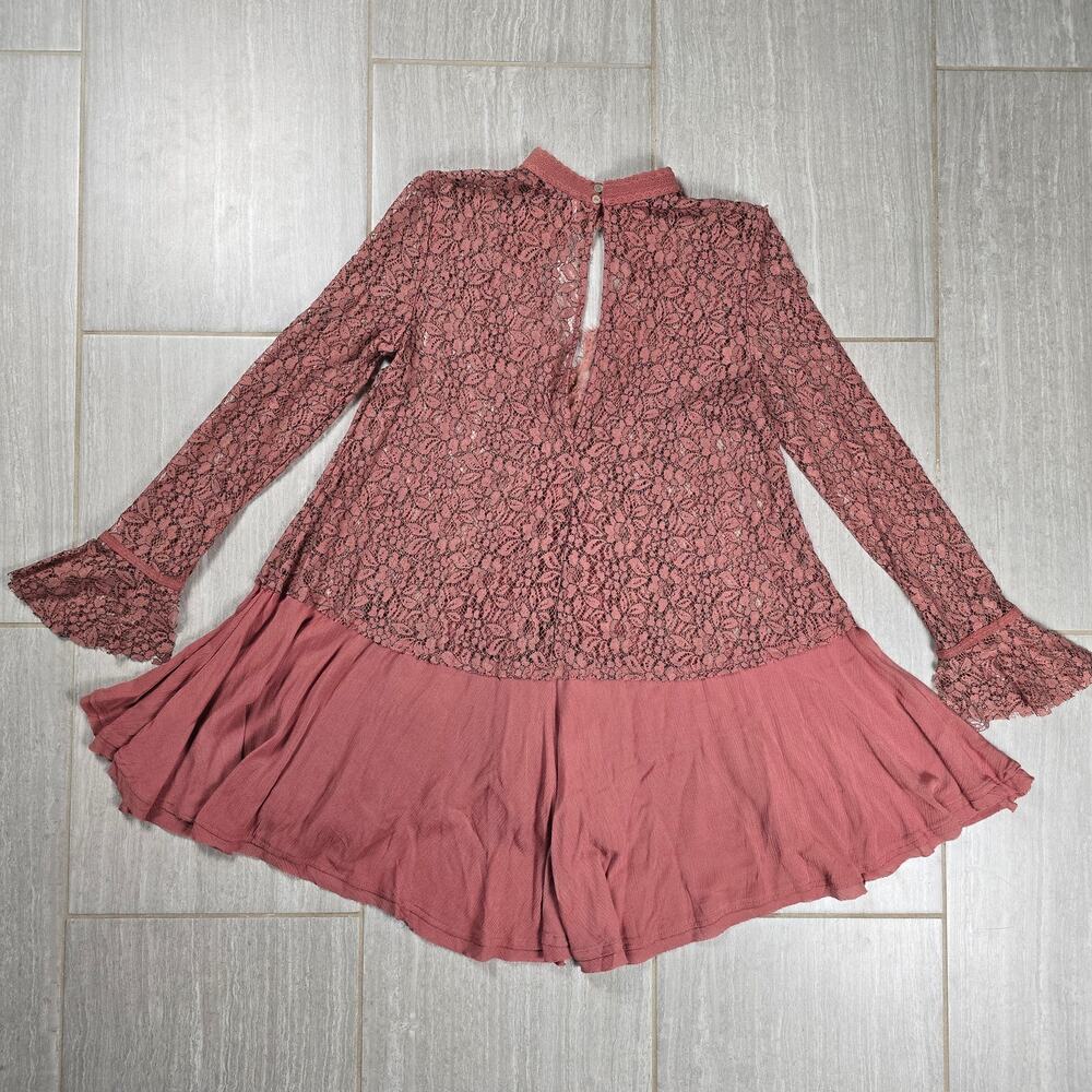 Free People Secret Origins Lace Tunic Dusty Mauve Size Small - Picture 4 of 6